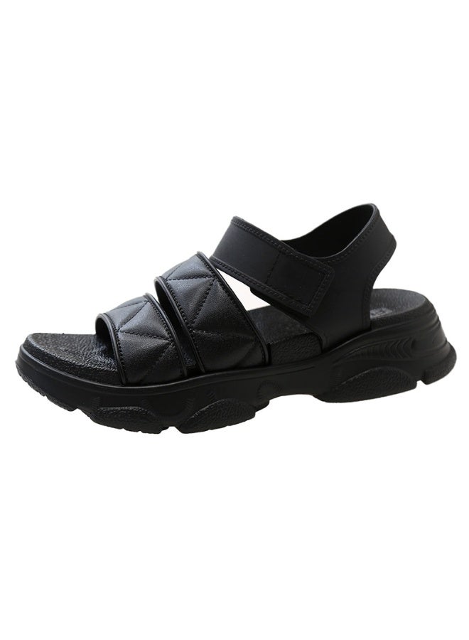 NIBEMINENT Beachwear Anti-slip Soft Bottom Roman Sandals Women's Summer Casual Versatile Leather  Heel Shoes  - Image 3