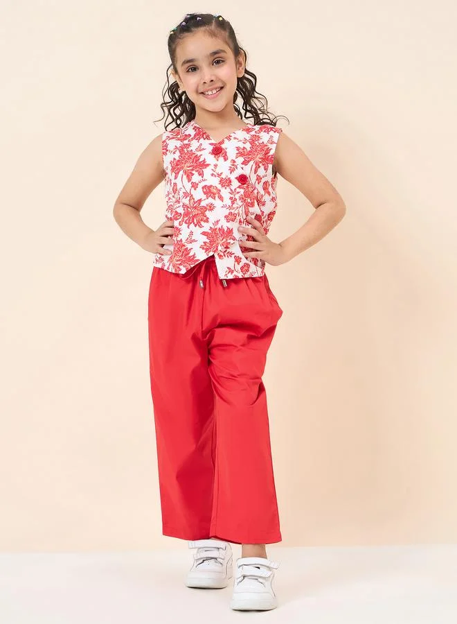 Stylo Bug Stylo Bug Floral Print Wrap Top and Pants Set