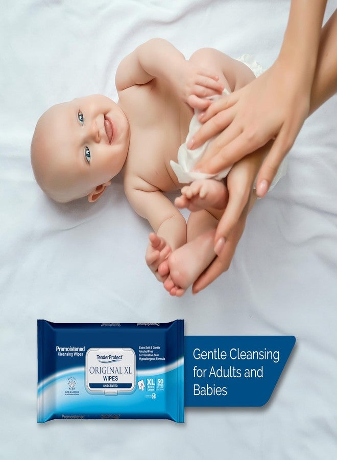 TenderProtect® Original XL Premium Adult Wipes (50/Pk), Extra-Large 9"x12" Wet Wipes with Aloe, Wash Cloths for Babies & Elderly, Incontinence, Hands & Body Cleaning - Image 2