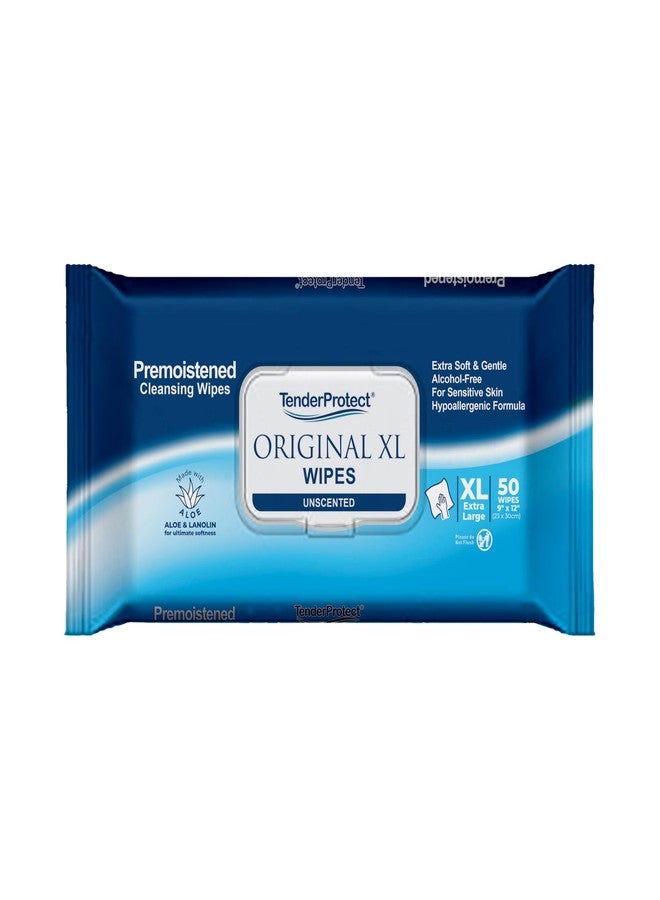 TenderProtect® Original XL Premium Adult Wipes (50/Pk), Extra-Large 9"x12" Wet Wipes with Aloe, Wash Cloths for Babies & Elderly, Incontinence, Hands & Body Cleaning - Image 1