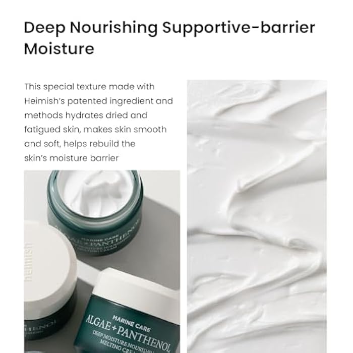 HEIMISH Marine Care Deep Moisture Nourishing Melting Cream - Deep Hydrating, Nourishing Moisturizer, Intensive Anti-Aging, Firming, Anti Wrinkle Face Cream with Panthenol, Peptides, 1.86fl. oz/55ml - Image 3