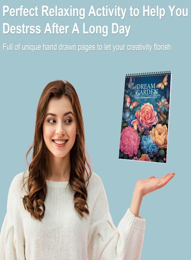 كتاب تلوين CKMOREL للكبار للنساء، غلاف حلزوني، كتاب تلوين للكبار للنساء، تصميم من جانب واحد للاسترخاء وتخفيف القلق، كتاب تلوين للتأمل الذهني للنساء - Image 4