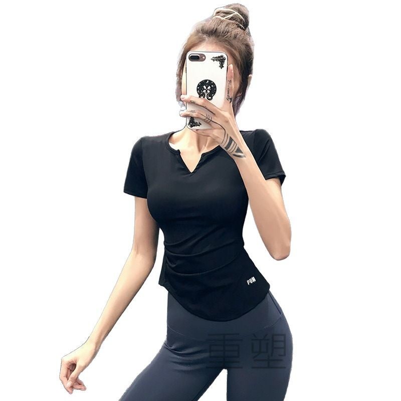 تي شيرت يوجا نسائي ضيق بقصّة قصيرة سريع الجفاف - Image 5
