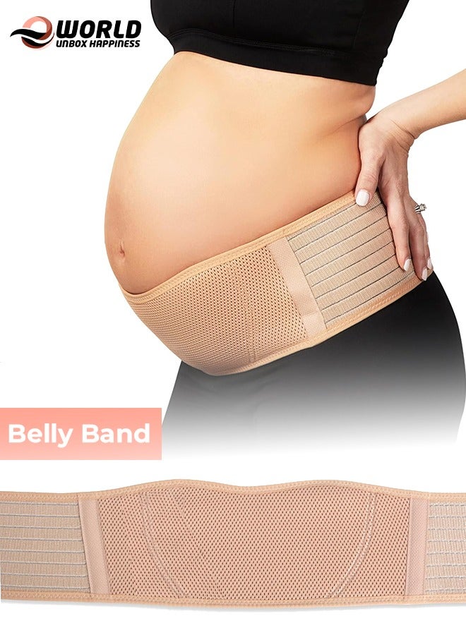 Eworld Maternity Belly Support Band for Pregnant Women, Essential Pregnancy & Postpartum Belt for Abdomen, Pelvic, Waist, and Back Support, Improves Posture, and Aids Postpartum Recovery (Beige) - Image 1