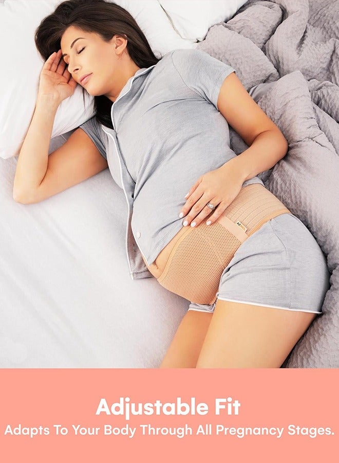 Eworld Maternity Belly Support Band for Pregnant Women, Essential Pregnancy & Postpartum Belt for Abdomen, Pelvic, Waist, and Back Support, Improves Posture, and Aids Postpartum Recovery (Beige) - Image 3