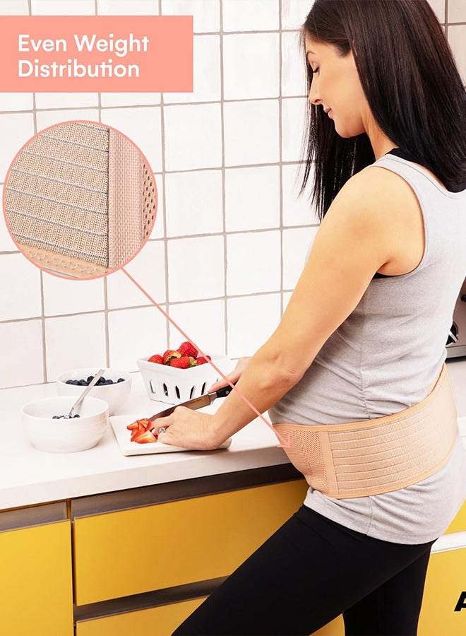 Eworld Maternity Belly Support Band for Pregnant Women, Essential Pregnancy & Postpartum Belt for Abdomen, Pelvic, Waist, and Back Support, Improves Posture, and Aids Postpartum Recovery (Beige) - Image 4