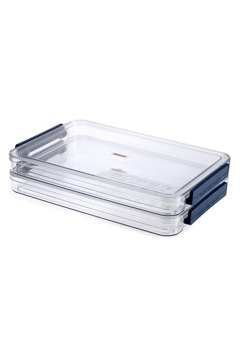 2 Pack Clear Plastic Stackable Storage Box With Lids Stackable Storage Bins Paper Storage Box Containers For Organizing A4 File Paper Document Photo Scrapbook(Small Blue)