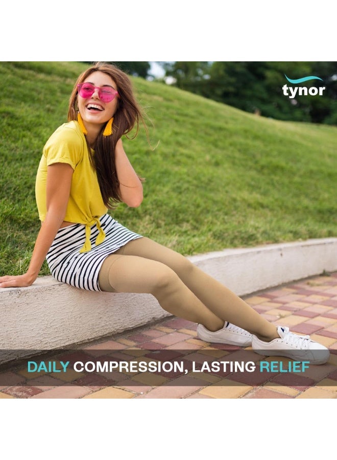 تاينور جوارب ضغط طبية من Tynor (طول الفخذ) - الفئة الثانية (زوج واحد)، لون بيج، مقاس XXL - Image 4