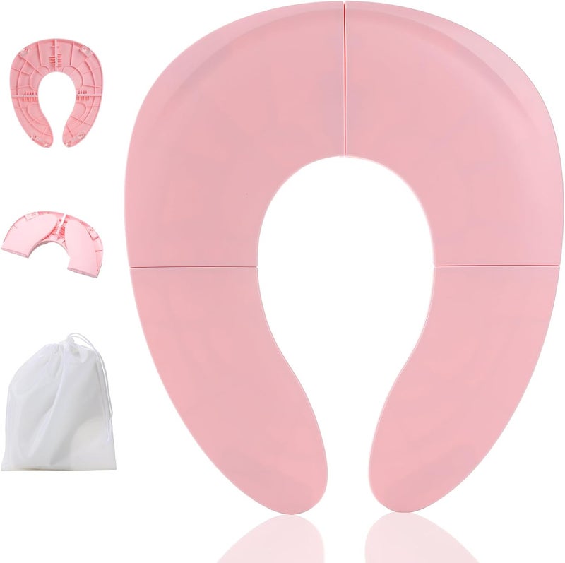 Funbliss Foldable Travel Potty Seat for ToddlersPotty Training Essentials for Boys and Girl Portable Toilet Training Seat with NonSlip Suction CupsTravel BagPink - Image 1