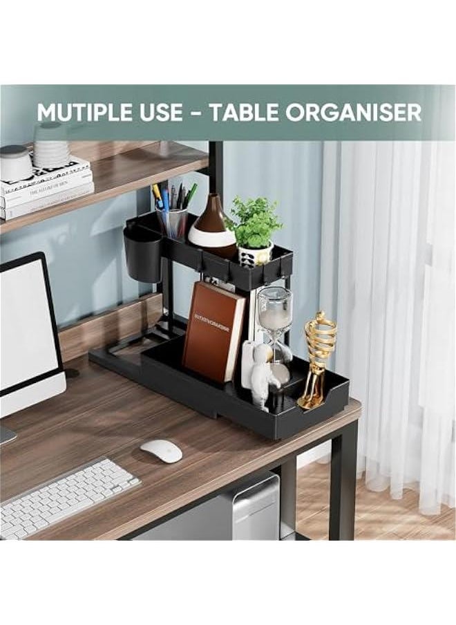 HOOKOR - 2 Pack Under Sink Organiser,2-Tier Pull Out Cabinet Organizer, Slide Out Sink Shelf Cabinet Storage Shelves, Under Sink Storage for Kitchen Sink Cupboard Bathroom Laundry - Image 1