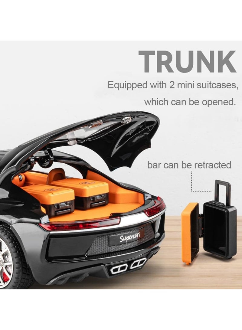 1:24 Scale Bugatti Atlantic Diecast Model Car – Silver & Blue Alloy Toy with Sound, Light, Opening Doors & Pull-Back Action – Zinc Metal Vehicle for Kids, Collectors & Gift Enthusiasts - Image 2