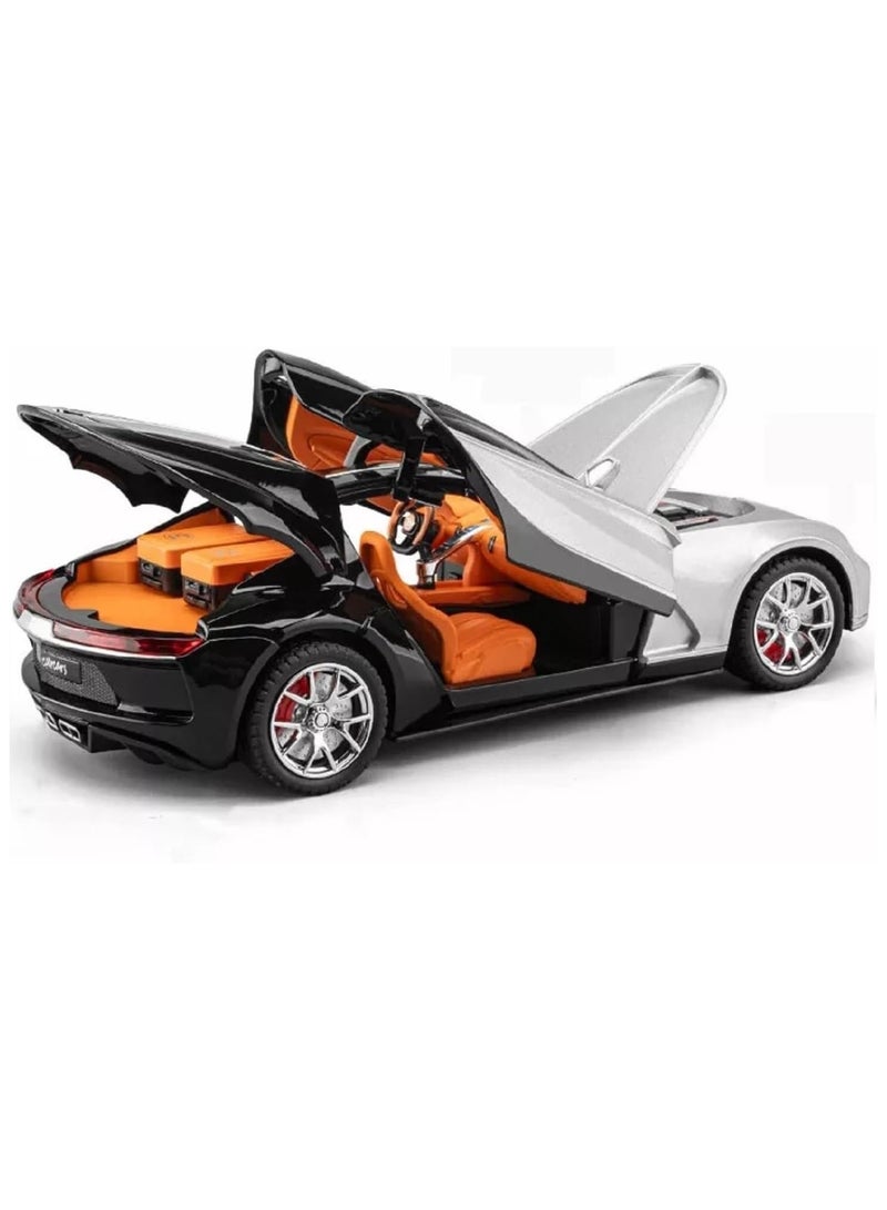 1:24 Scale Bugatti Atlantic Diecast Model Car – Silver & Blue Alloy Toy with Sound, Light, Opening Doors & Pull-Back Action – Zinc Metal Vehicle for Kids, Collectors & Gift Enthusiasts - Image 3