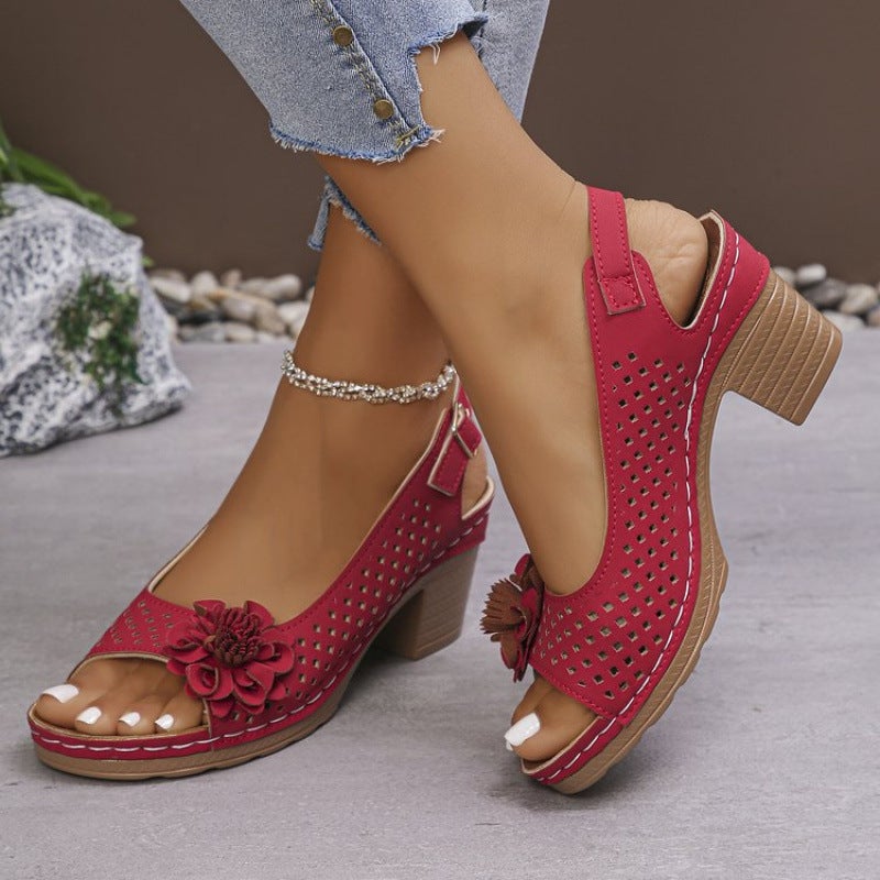 2026 Spring New High-Heeled Sandals For Women, One-Strap Peep-Toe Sandals With Buckle, High-Heeled Casual Sandals - Image 5