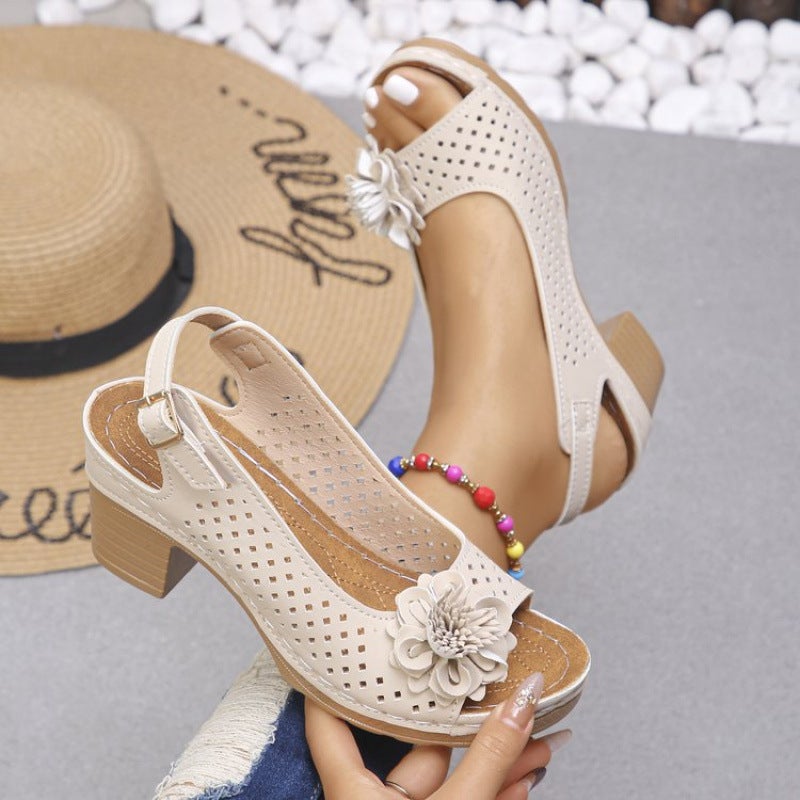 2026 Spring New High-Heeled Sandals For Women, One-Strap Peep-Toe Sandals With Buckle, High-Heeled Casual Sandals - Image 3
