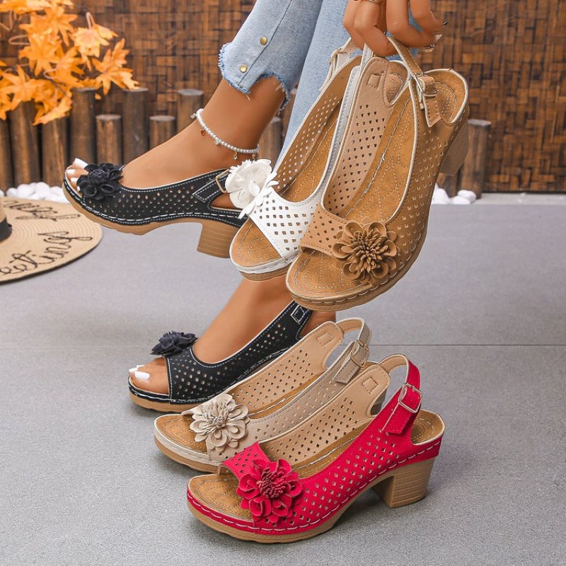 2026 Spring New High-Heeled Sandals For Women, One-Strap Peep-Toe Sandals With Buckle, High-Heeled Casual Sandals - Image 2