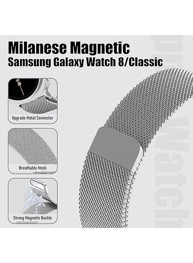 O Ozone Milanese Loop Metal Band for Samsung Galaxy Watch 8 Band 40mm 44mm/8 Classic 46mm Women Men,Mesh Magnetic Stainless Steel Replacement Strap -Silver - Image 3