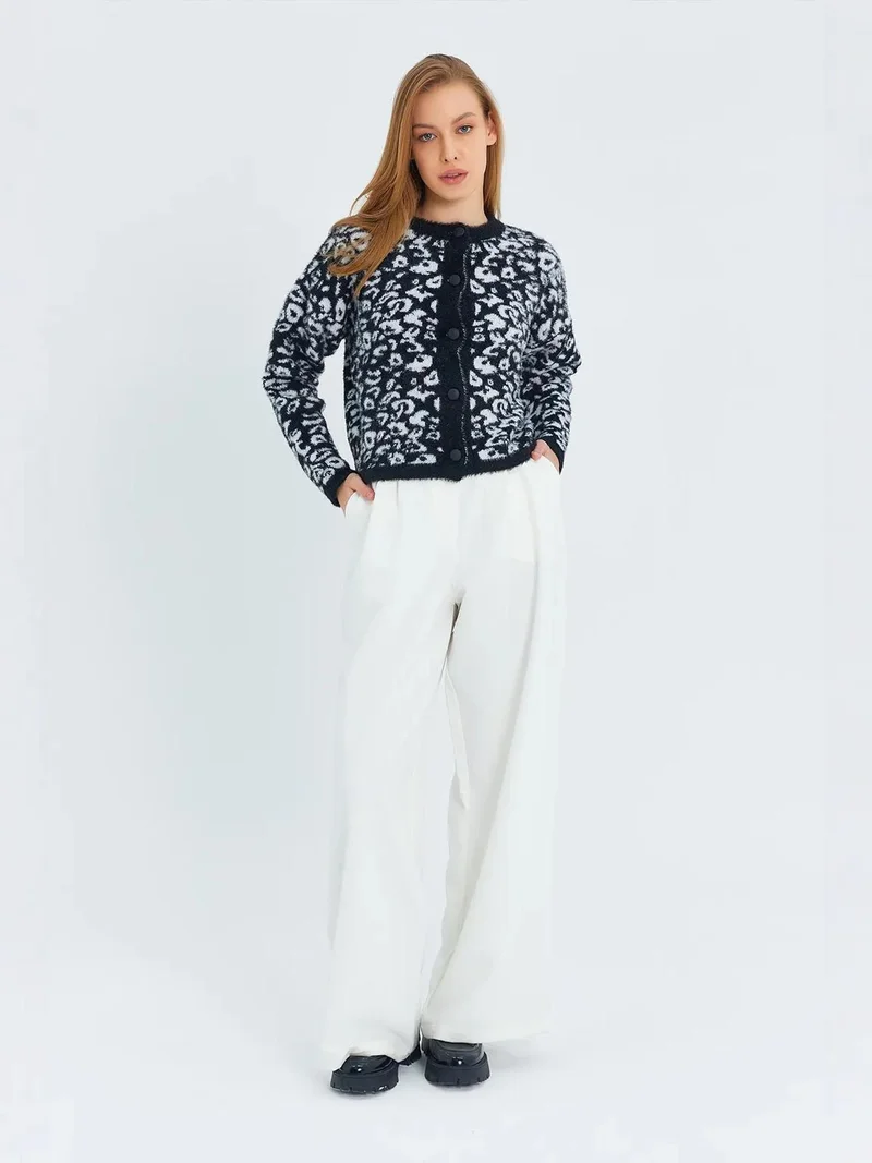 MixRay Mixray Leopard Print Buttoned Cardigan