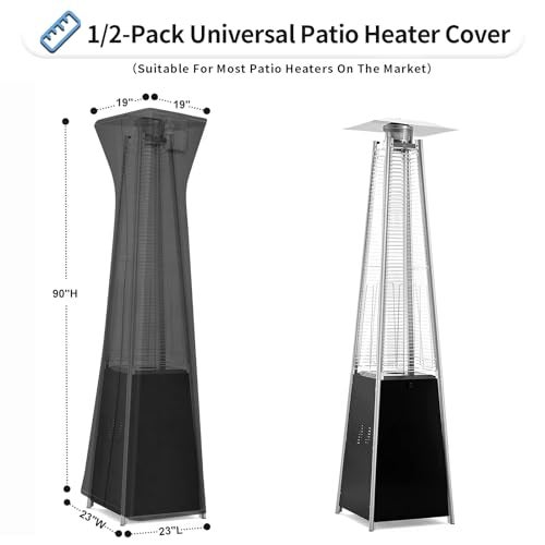 OutdoorLines Waterproof Outdoor Patio Heater Covers with Zipper and Storage Bag, Dust-proof UV-Resistant Windproof Propane Heavy Duty Heater Cover for Standing Heater, 1 Pack-90Hx23Lx23W inch Black - Image 3