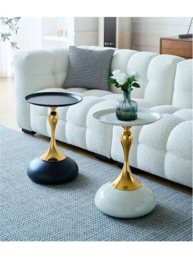 Beauenty Coffee Table Iron Side Table Small Round Table Suitable for Bedroom Bedside Table 40*53cm - Image 3