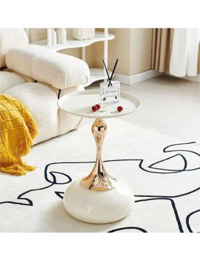 Beauenty Coffee Table Iron Side Table Small Round Table Suitable for Bedroom Bedside Table 40*53cm - Image 2