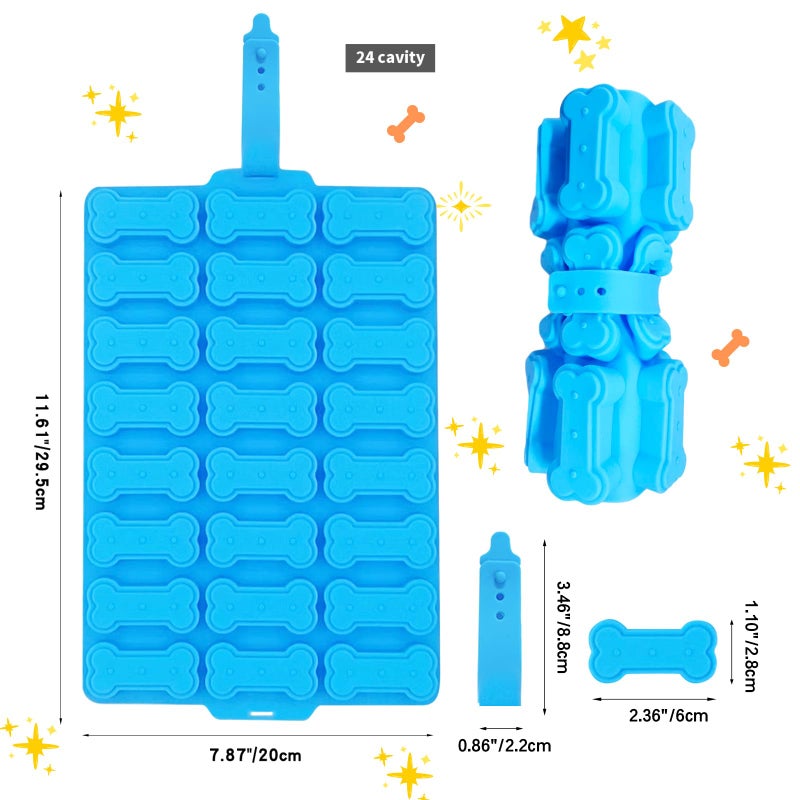 Ecerangus 2 Pcs Silicone Molds Dog Treat Molds For Baking Non-Stick Gummy Molds Silicone Dog Bone Molds For Chocolate  Candy Pudding  Jelly Ice Cube Biscuits Puppy Dog Treats Mold - Image 2