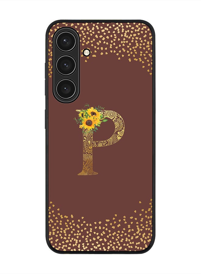 Stylizedd For Samsung Galaxy S25+ / S25 Plus 5G Case,Slim fit Camera Protection, Shockproof Thin Phone cover  - Custom Floral Monogram - P  (Brown ) - Image 1