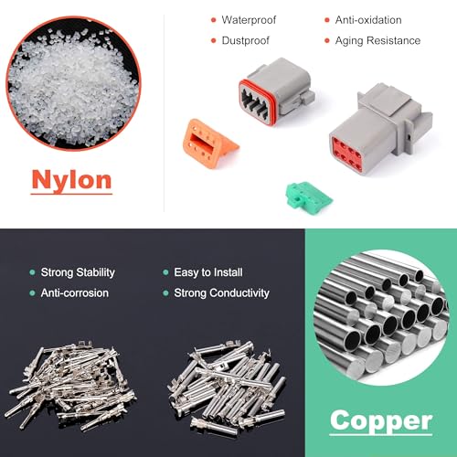 Flytuo 188PCS Deutsch Connector Kit,8 Sets 2/3/4/6/8/12 Pin Automotive Waterproof Car Electrical Wire Connectors Plug for Motorcycle, Truck, Car, Boats, Scooter(16-22AWG) - Image 5