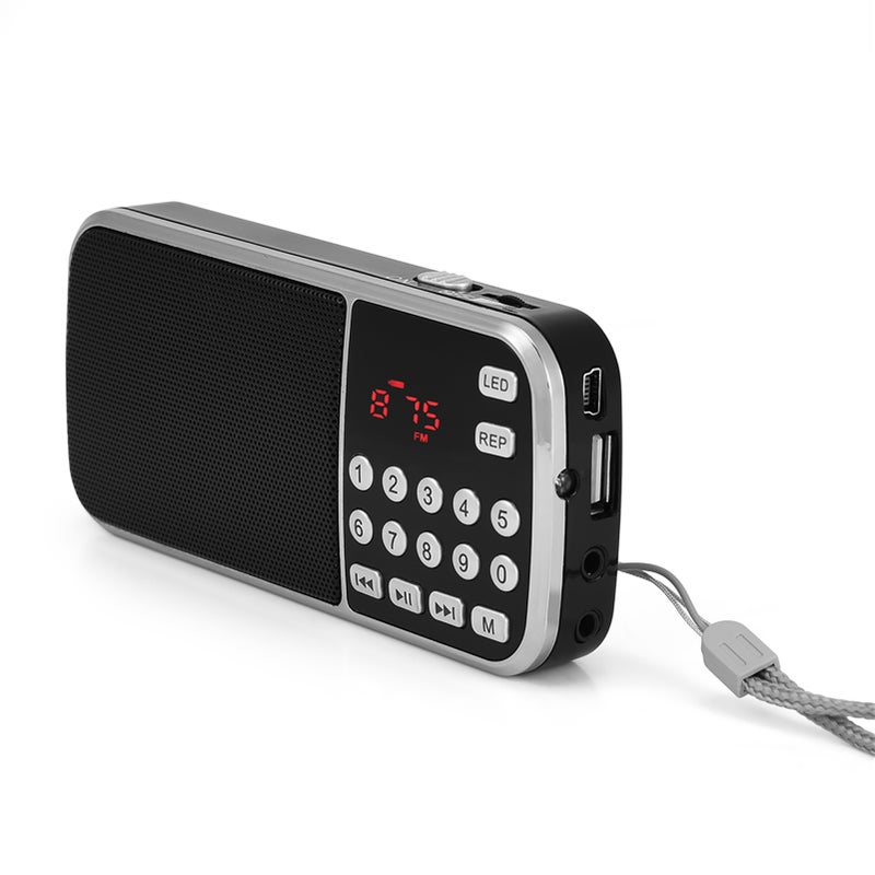 Portable Digital Audio Music Player Speaker LED Flashlight Support FM Radio TF Card USB AUX - Image 2