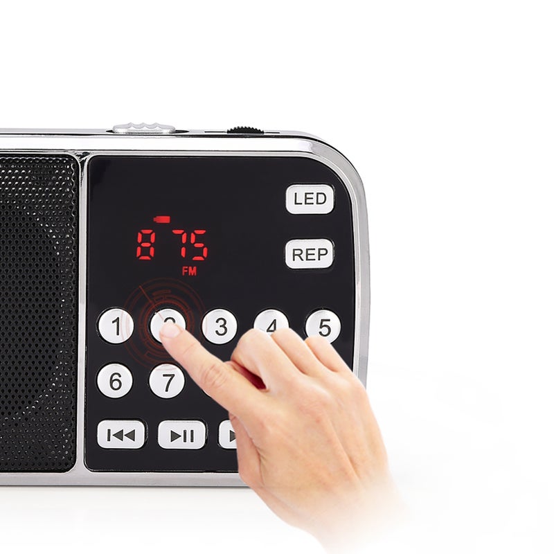 Portable Digital Audio Music Player Speaker LED Flashlight Support FM Radio TF Card USB AUX - Image 3