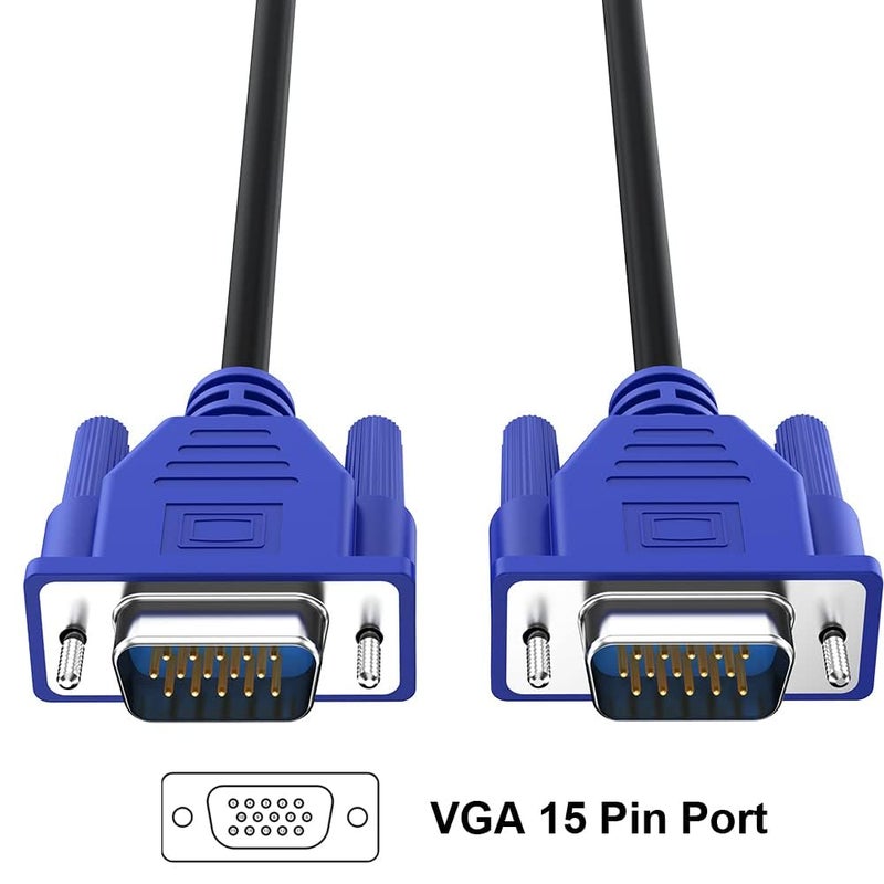 SENBON Male to Male VGA Cable 1.5 Meter, Support Monitor/PC/LCD/LED, Plasma, Projector, TFT (Blue) - Image 4
