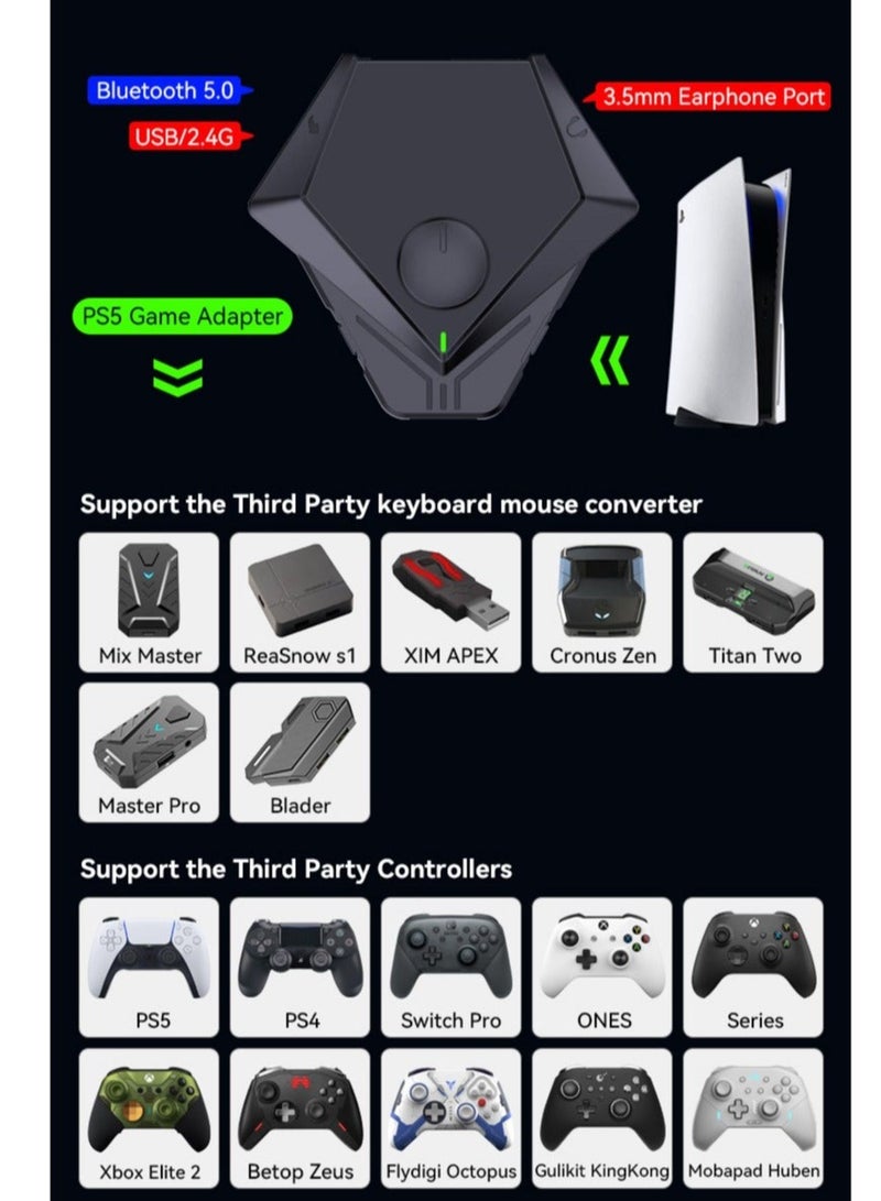 Captaintech Gaming Converter, Mobile Game Converter Gaming Wired Gaming Keyboard and Mouse Set Adapter Converter for P5 Dog PS5 Mouse and Keyboard Converter XBOX/PS4/SWITCH - Image 5