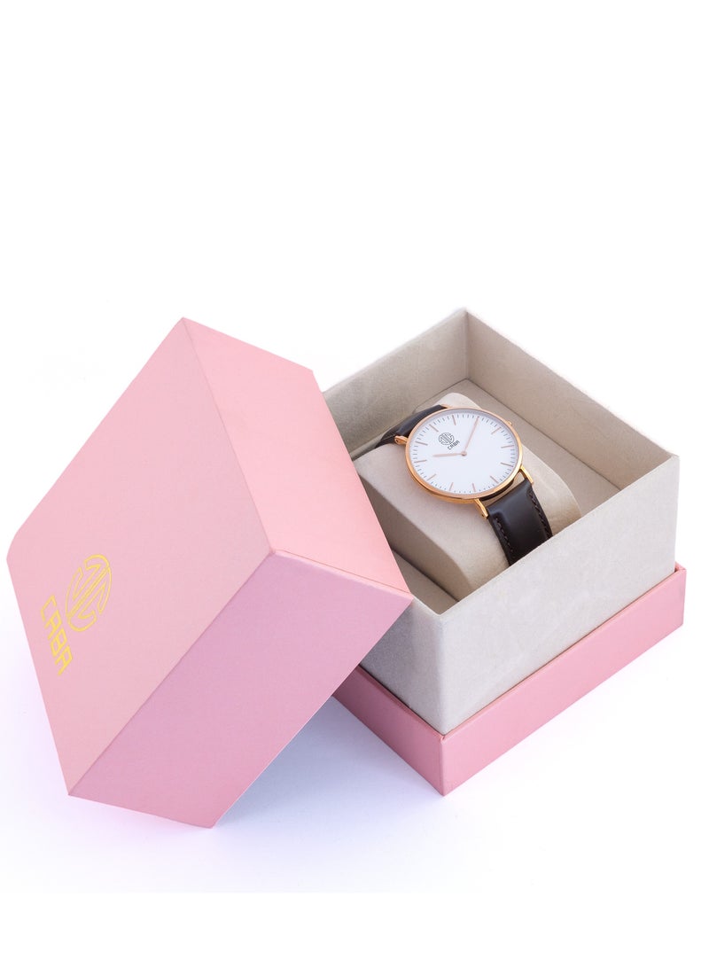 CABA Men's Watch, Classic Design, Luxury Leather Watch Strap, Waterproof, Leather Strap, Brown - 31011900233811MR - Image 2