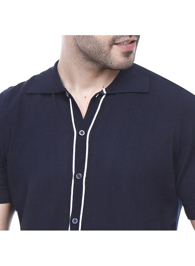 كوب قميص بولو منسوج بأكمام قصيرة