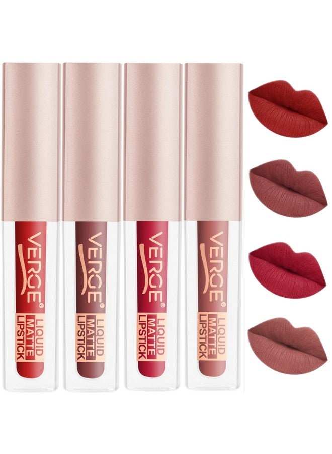 VERGE LIP SHOTS LONG WEAR NON TRANSFER WATERPROOF LIQUID LIPCOLOR WITH MATTE FINSH (PACK OF 4) All R & N - Image 1