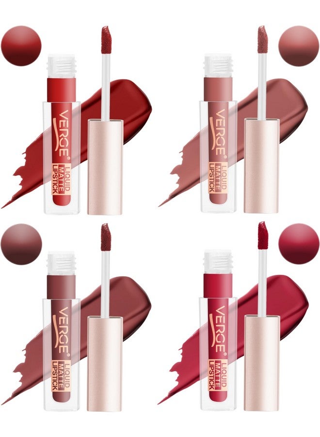 VERGE LIP SHOTS LONG WEAR NON TRANSFER WATERPROOF LIQUID LIPCOLOR WITH MATTE FINSH (PACK OF 4) All R & N - Image 2