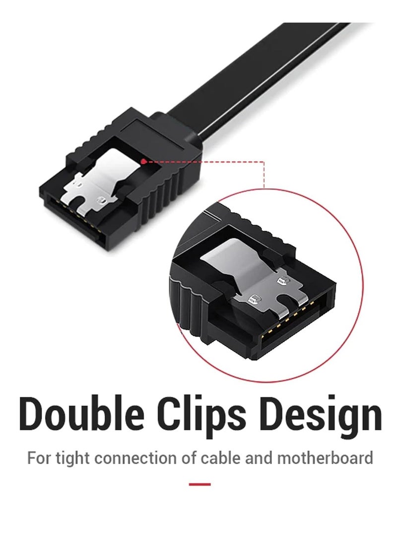 6Gbps SATA III Data Cable with Locking Latch for HDD/SSD, 50cm, Black, 5-Pack - Reliable Performance & Secure Connection - Image 2