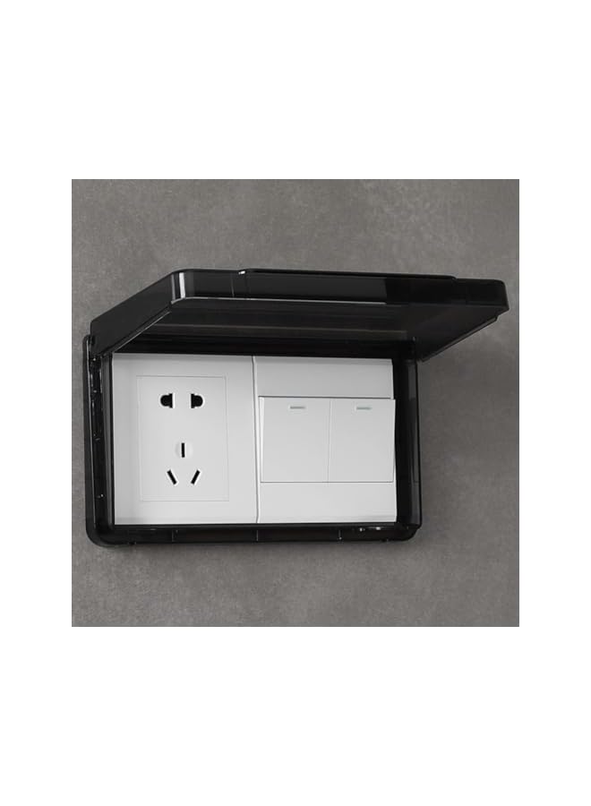 PROMASS Wall Switch Socket Face Plate Panel Box Waterproof Socket Outlet Cover Double Positions Adhesive Wall Switch Protector Cover for Home Bathroom（2pcs Black） - Image 2