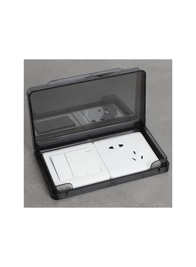 PROMASS Wall Switch Socket Face Plate Panel Box Waterproof Socket Outlet Cover Double Positions Adhesive Wall Switch Protector Cover for Home Bathroom（2pcs Black） - Image 3