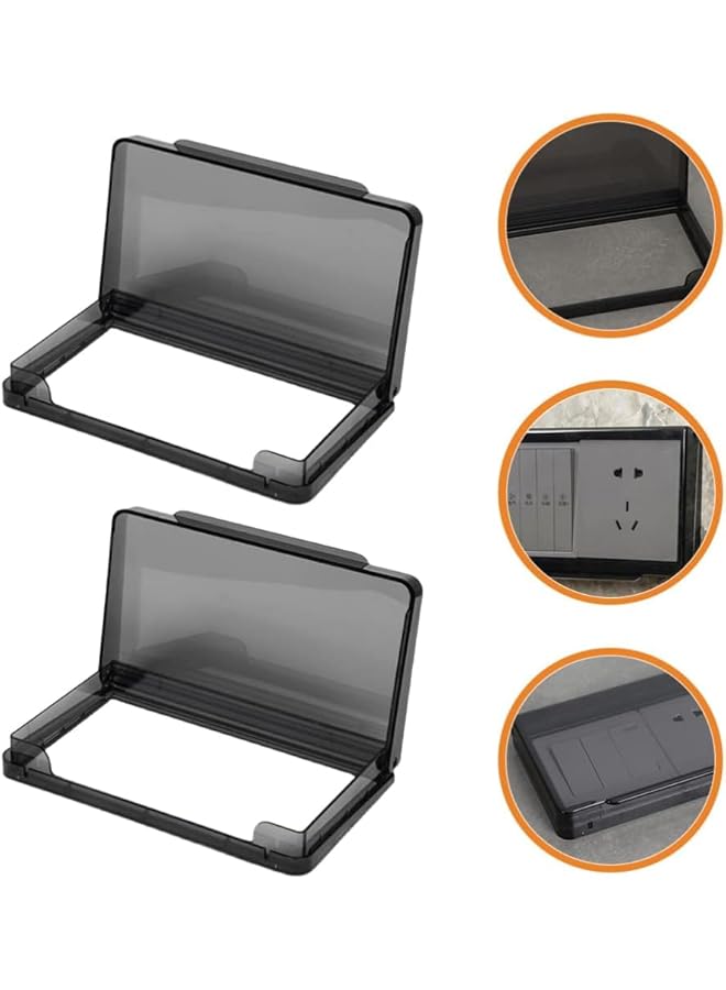 PROMASS Wall Switch Socket Face Plate Panel Box Waterproof Socket Outlet Cover Double Positions Adhesive Wall Switch Protector Cover for Home Bathroom（2pcs Black） - Image 5