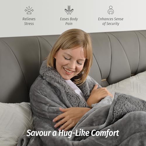 Wemore Sherpa Fleece Weighted Blanket for Adult, 15 lbs Dual Sided Cozy Fluffy Heavy Blanket, Ultra Fuzzy Throw Blanket with Soft Plush Flannel Top, 48 x 72 inches, Grey on Both Sides - Image 4