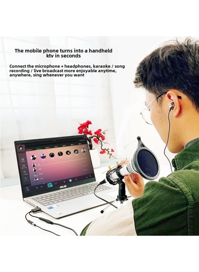 Headset Microphone Two-in-One Adapter Computer Voice Microphone Audio Line Mobile Phone Headset One-to-Two Converter-Colour:Single Male To Double Female  Braided Alloy Durable Model 0.25m  - Image 5