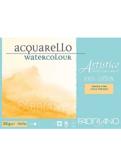 FABRIANO Artistico Traditional White Watercolour Notebook Cold Press - Medium Texture 300 gr 12 Sheets 26 x 36 cm 