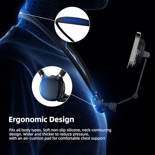MOBILIFE Magnetic Neck Phone Holder Flexible Hands-Free POV Neck Mount with Chest Strap 360°Rotatable Adjustable Silicone Gooseneck Stand for Cellphone Action Camera Vlogging/Sports/Cooking/Recording - Image 4