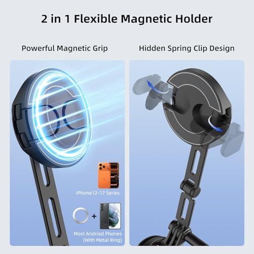 MOBILIFE Magnetic Neck Phone Holder Flexible Hands-Free POV Neck Mount with Chest Strap 360°Rotatable Adjustable Silicone Gooseneck Stand for Cellphone Action Camera Vlogging/Sports/Cooking/Recording - Image 3