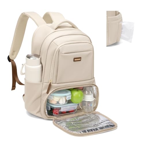 GOLF SUPAGS Lunch Backpack 16 Inch Laptop Backpack with Insulated Cooler Lunch Box Food Bag for College Work Camping Picnics Apricot - Image 1
