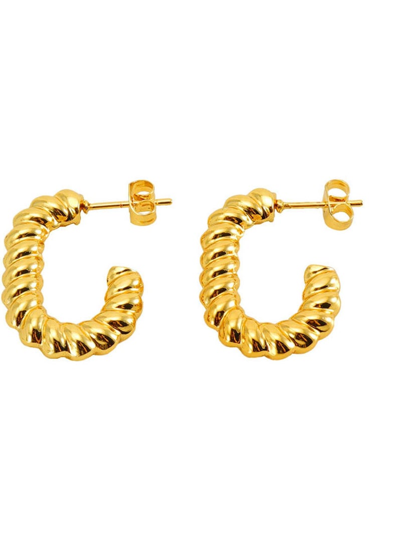 YL Twisted Gold Chunky Hoop Earrings For Women Girls 14K Gold Plated Hoops Jewelry - Image 1