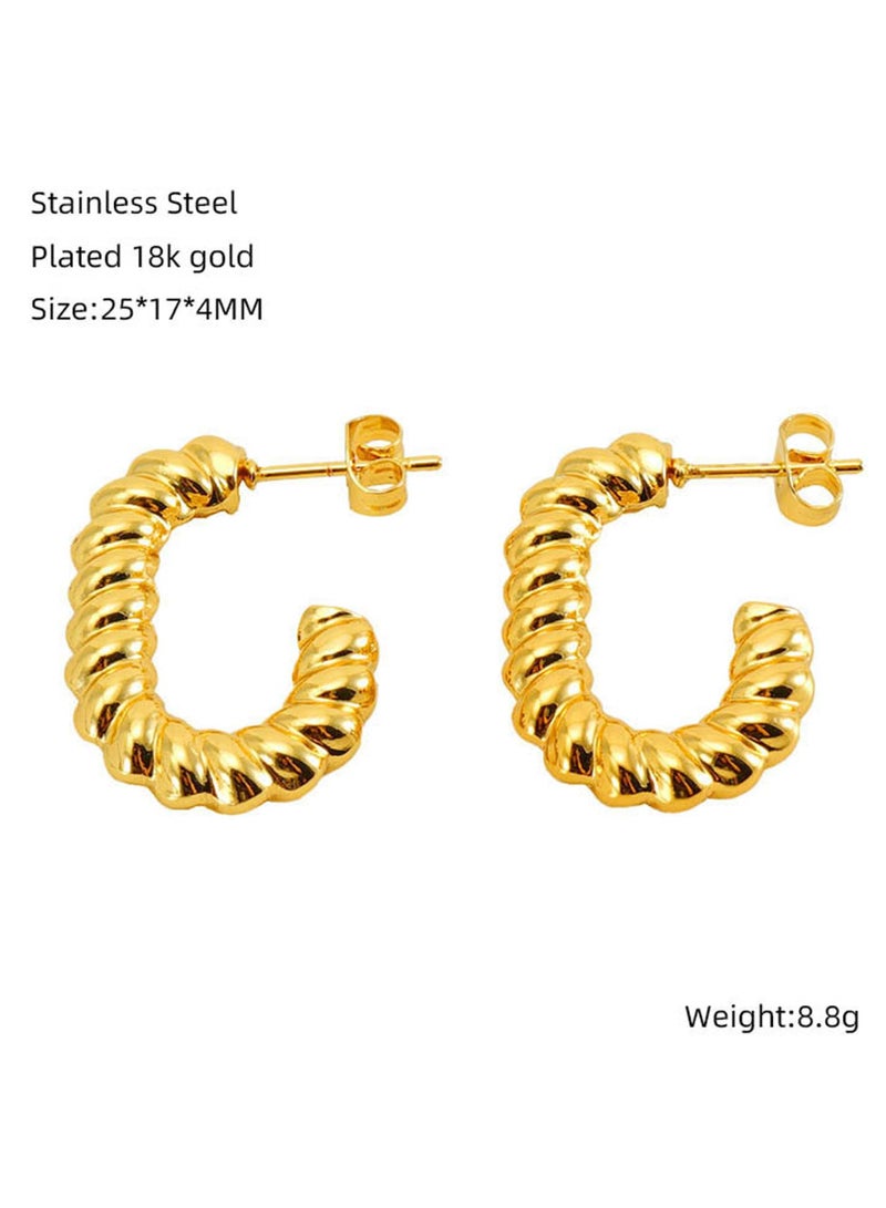 YL Twisted Gold Chunky Hoop Earrings For Women Girls 14K Gold Plated Hoops Jewelry - Image 2