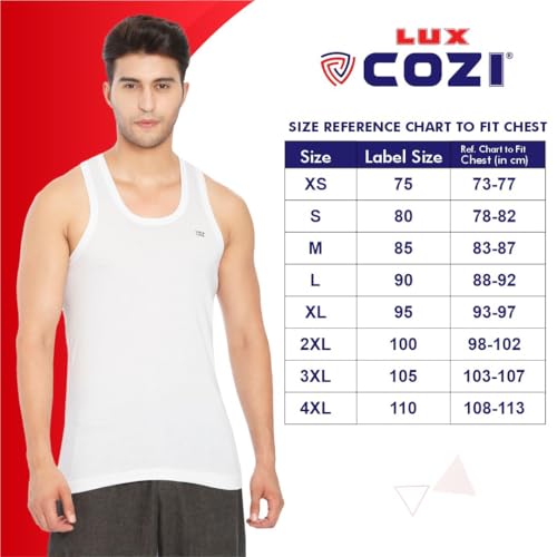 Lux Cozi سترة بدون أكمام للرجال من لوكس كوزي 100% قطن - بنيان أبيض عصري للرجال، عبوة من 3 (أبيض_100) - Image 3