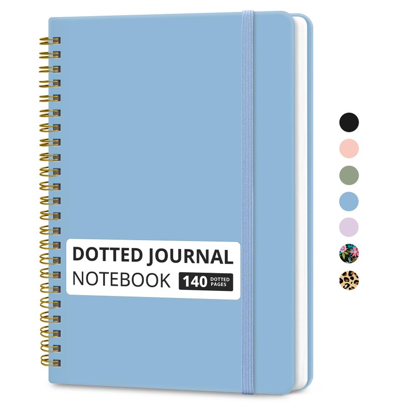 Taja Dotted Spiral Journal Notebook for Women & Men, 140 Pages, Dotted Notebook for Journaling & Note Taking, Journals for Writing, A5(5.7" x 7.9") â€“ Blue - Image 1