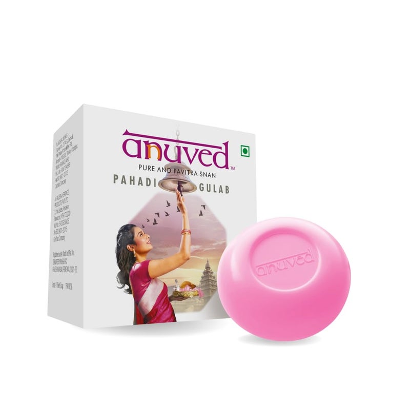 Anuved Pahadi Gulab Rose Soap  Pack of 6  125gm Each  Pure Rose Water Gulabjal  Rishikesh Gangajal  For Cooling Toning  Hydrating your Skin  Paraben  Crueltyfree  Fragrance soap for All - Image 2